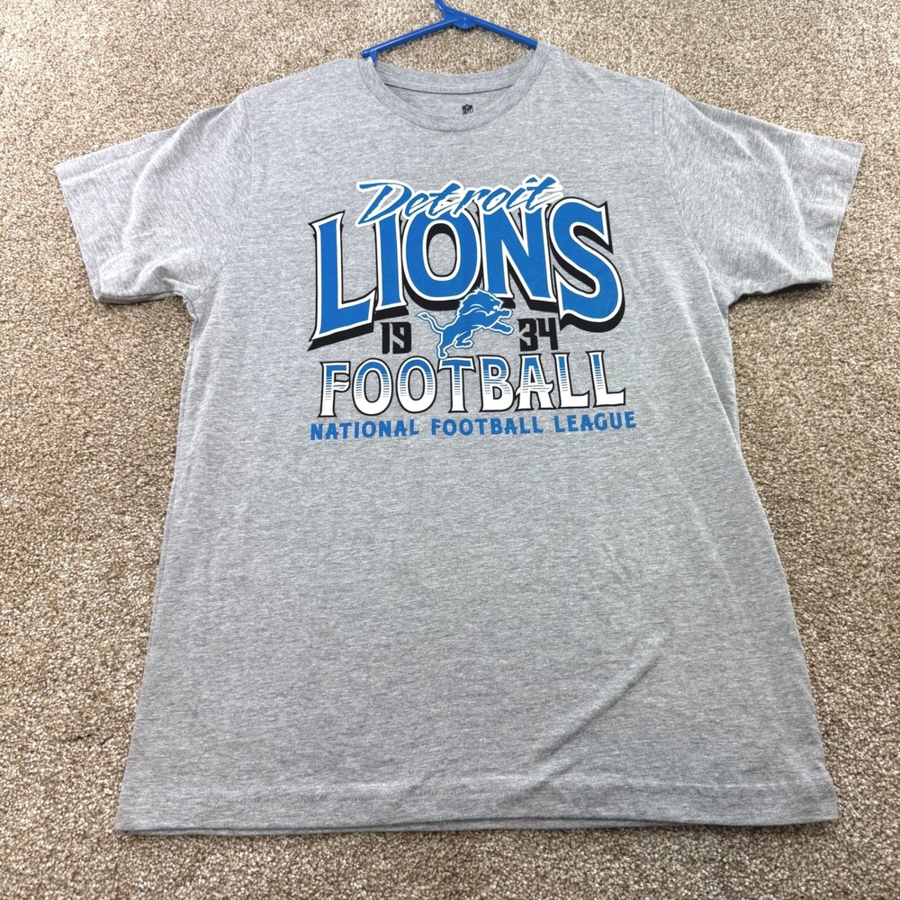 NFL Team Apparel Detroit Lions Mens XL Heather Grey Football T-Shirt